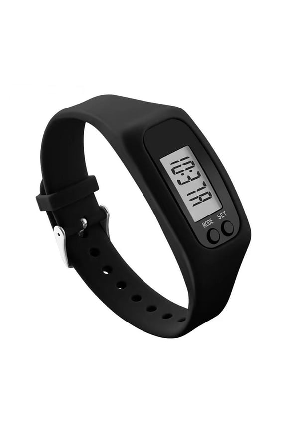 Silicone Electronic Pedometer Watch, 9.8in Strap, Tracks Steps, Distance, Calories, Time