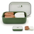 thumbnail image 1 of Silicone Enhanced Leak Proof Travel Soap Case, Vented Shampoo Bar Holder, Large Bar Soap Box with Lid Portable Soap Dish with Draining Layer (Offwhite& Green), 1 of 3