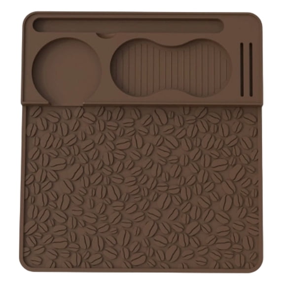 Silicone Espresso Tamping Mat for Countertop, Non-Slip Coffee Tamper Station Mat, Waterproof & Heat-Resistant Bar Mat for Espresso Machine Accessories & Portafilter, 10" × 9.5",Brown