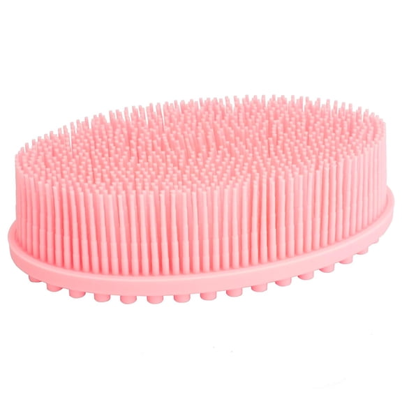 Silicone Exfoliating Body Scrubber, Body Shower Scrubber For Use In Shower, Best Body exfoliating loofa Brush Gift for Baby Kids Men Father Mother Wife Family, Pink