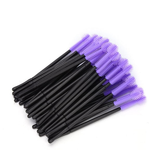 Silicone Eyelash Brushes Mascara Wands 200 Pcs Disposable Eyelash Mascara Brushes Applicator Makeup Beauty Tool (Purple)