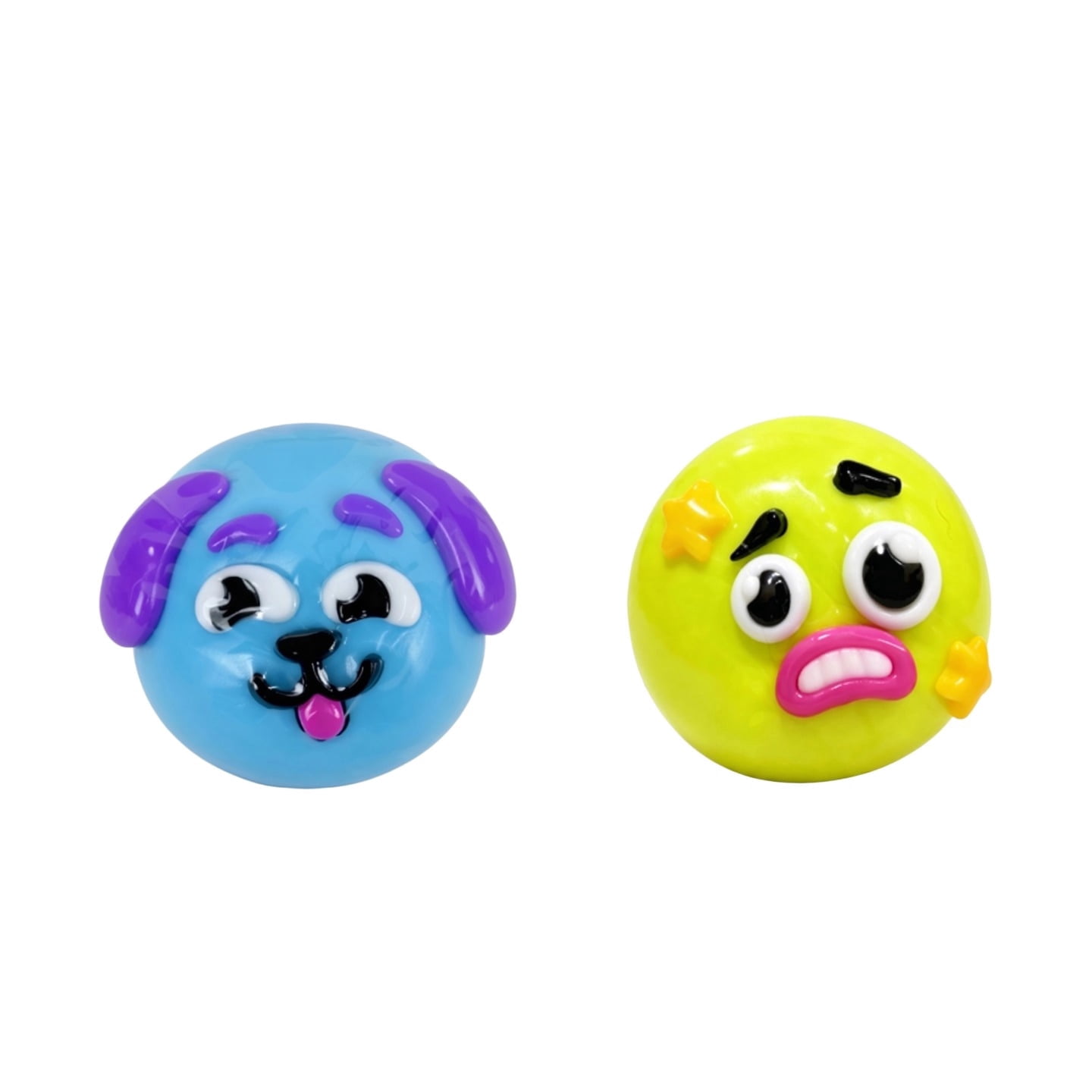 Silicone Face-Changing Squishy Stress Balls 2-Pack, Squeeze & Swap Expression Sensory Toys, Anxiety Relief Fidget Toys, Cute Decompression Toys (Blue + Orange)