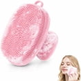 thumbnail image 1 of Silicone Facial Cleansing Brush, Manual Waterproof Face Scrubber for Exfoliating Skin Care, Soft Washing Brush for Men Women Daily Use, Pink, 1 of 5