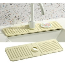 Silicone Faucet Drip Catcher Mat, 2024 New Kitchen Sink Splash Guard Silicone Draining Mat Fast Drying Stone Sink Tray, Silicone Mat Sink (off-white)