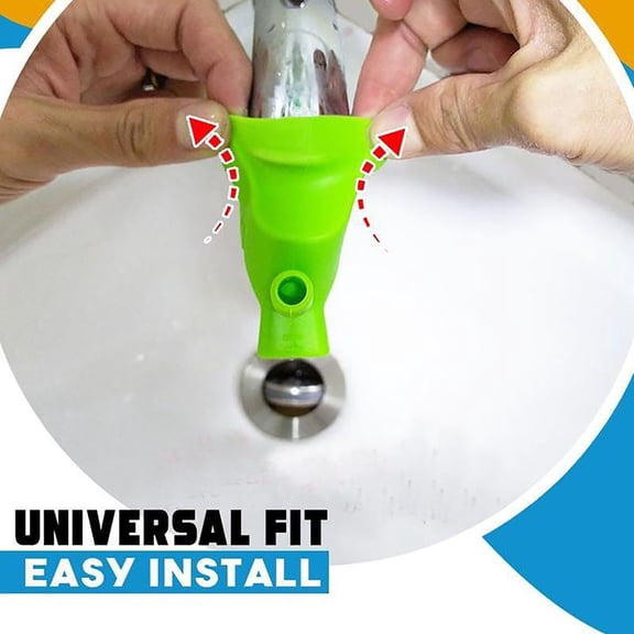 Silicone Faucet Extender, Tool-Free Installation for Standard Faucets, Helps with Hand Washing and Water Conservation, Flexible Spout Extension for Household Use(Green)