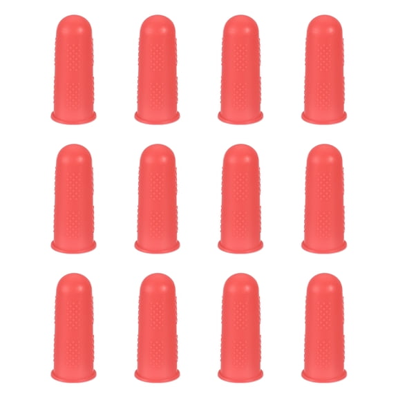 Silicone Finger Protector, Anti-Slip Finger Cover, Finger Tips for Sewing, Red, Small Size, 12 Pcs