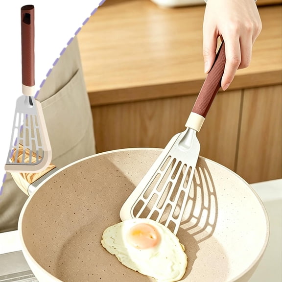 Silicone Fish Spatula Turner, Slotted Non Stick Cooking Utensil with Stainless Steel Core, Heat Resistant Flexible Flipper for Frying Pans and Woks, Dishwasher Safe Kitchen Tool