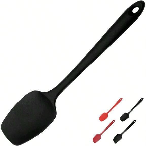 Silicone Flat Spatula for Baking, Mixing & Serving - Non-Scratch, Heat-Resistant, Black - 1 Count