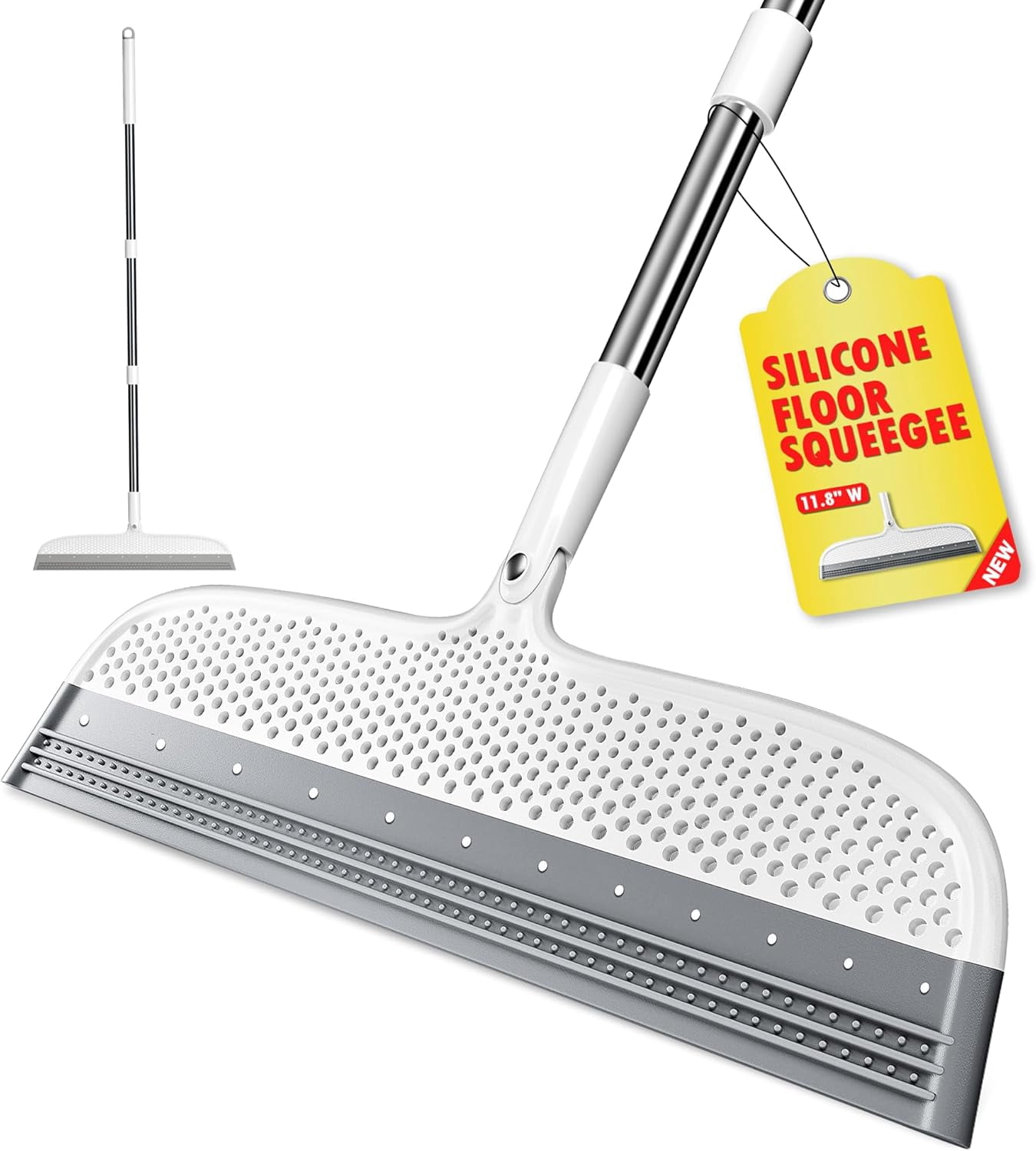 Silicone Floor Squeegee, 180° Rotating Air Broom, Squeegee for Floor ...