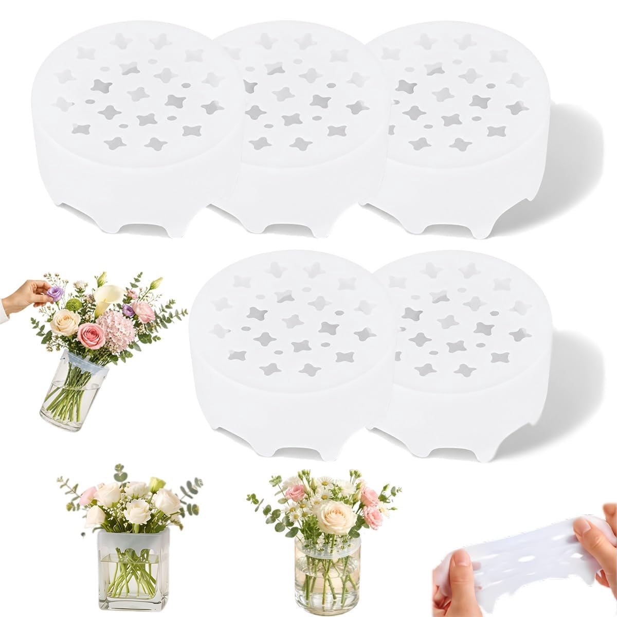 Silicone Flower Arranging Grid, Flexible Floral Stem Holder for Vases, Water Proof Reusable Flower Arranger for Home Restaurant, Wedding Banquet Decoration Accessories Easy DIY Arrangements
