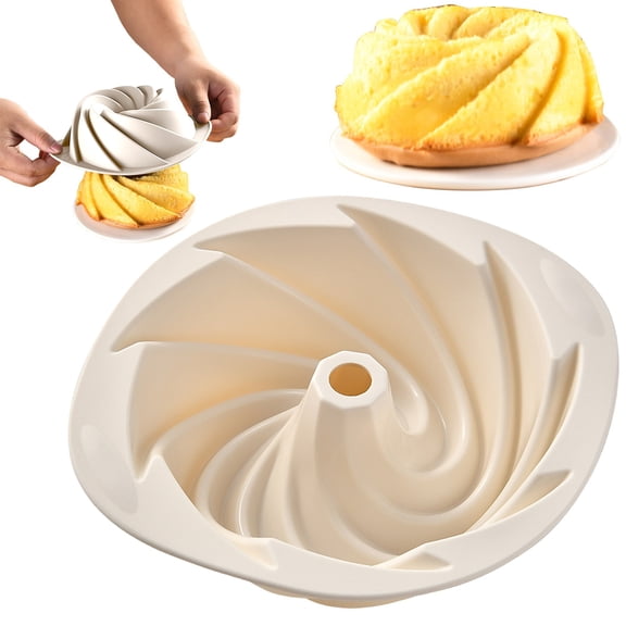 Silicone Fluted Cake Pans, Cups Tube Baking Pan, Silicone Molds for Homemade Cake, Bread and Jello, Non-Stick, Grey