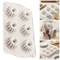 Silicone Fluted Tube Cake Pan with Metal Frame, 6-Cavity Non-Stick Mold for Cornbread, Jellies, and Baking