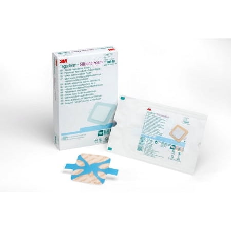 Silicone Foam Dressing 3M Tegaderm 3 X 3 Inch Square Adhesive with Border Sterile 1 Count