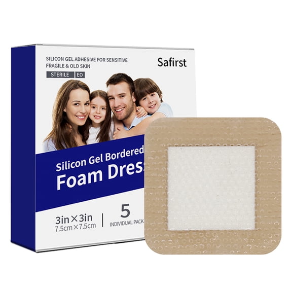 Silicone Foam Dressing with Adhesive Border – Wound Dressing Bandage – Silicone Foam Pad – Pack of 10 – 4 x 4 Inches Large Waterproof Bandages – Self Adhesive Wound Care and Dressings