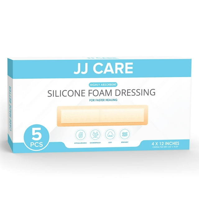 Silicone Foam Dressing [pack Of 5] - Absorbent Foam Bandages For Wounds 