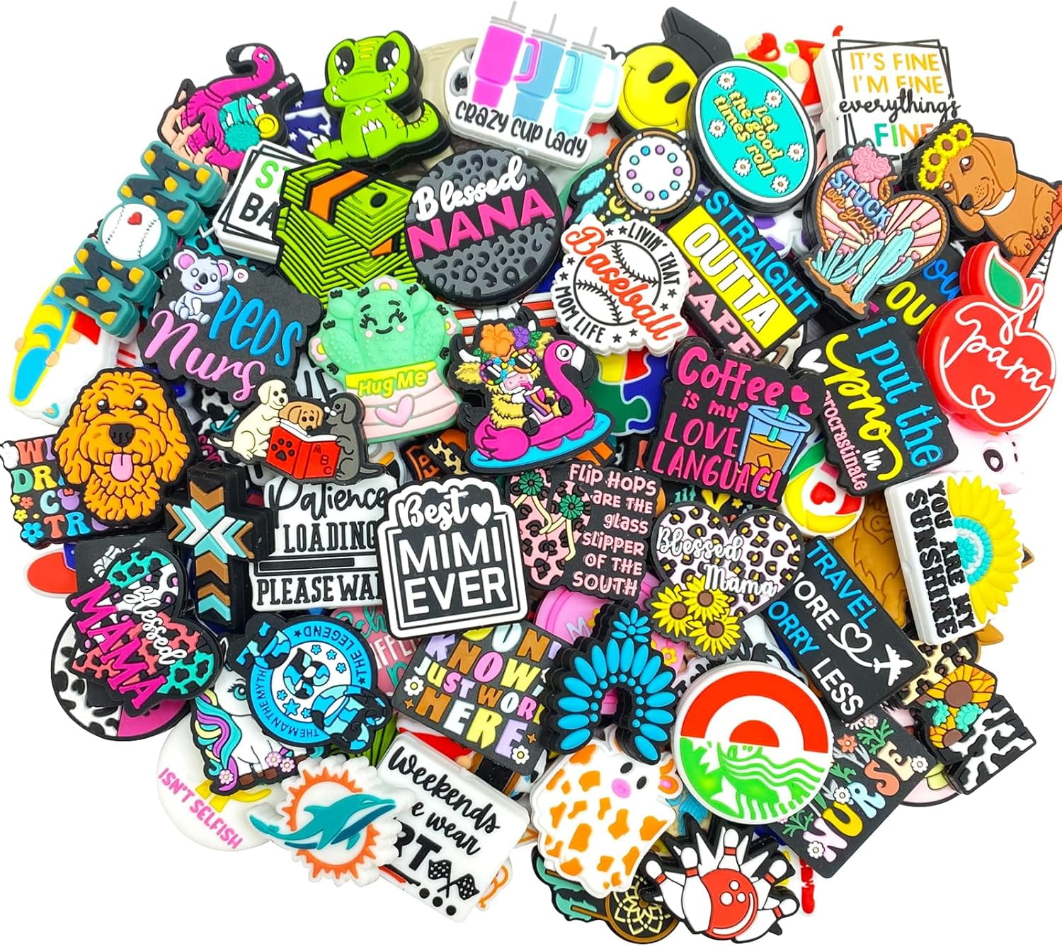 500Pcs Silicone Focal Beads Bulk - Random Mix Charms For DIY Jewelry, Keychains, Pens