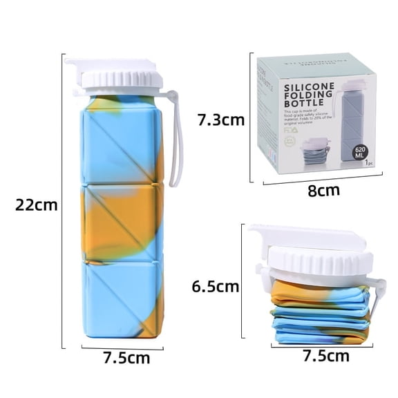 Silicone Folding Cup Square Telescopic Straw Water Cup Outdoor Portable Sports Fitness Bicycle Water Bottle Portable Cup