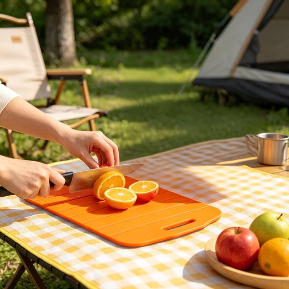 Silicone Folding Cutting Board, Kitchen Multifunctional Chopping Board Lightweight Space Saving Design, Reusable Easy to Pour Portable for Travel RV Outdoor Picnic Camping