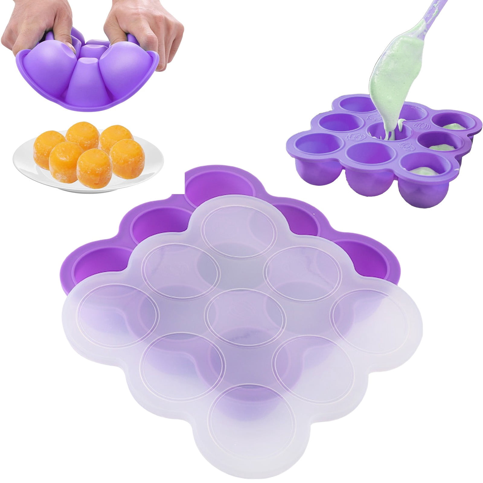 Silicone Food Freezer Molds, Food Freezer Trays with Lid, Food Storage ...