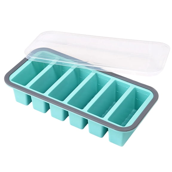 Silicone Food Storage Container, Blue 6 Compartment, With Lid, For Freezer Refrigerator Food Fresh Keeping