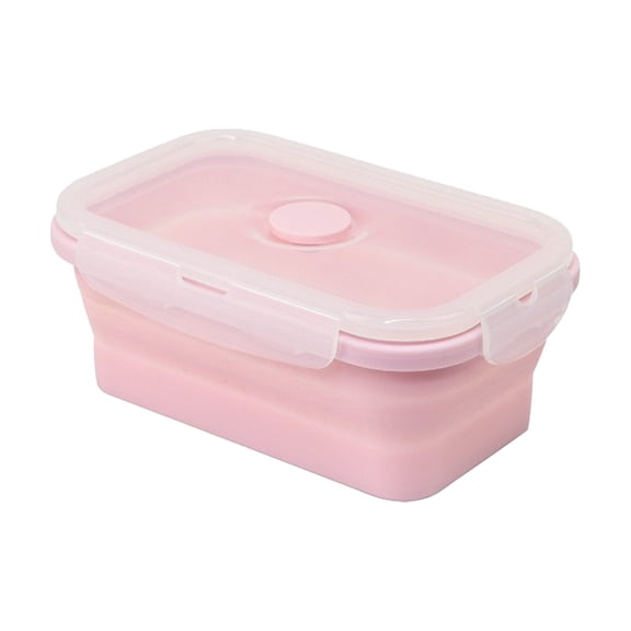 Food Storage Containers,Collapsible Silicone Food Storage Containers with Lids, BPA-Free, Airtight,Space-Saving Meal Prep and Lunch Box,MicrowavableSafe,Camping and Travel(Pink 350ml)