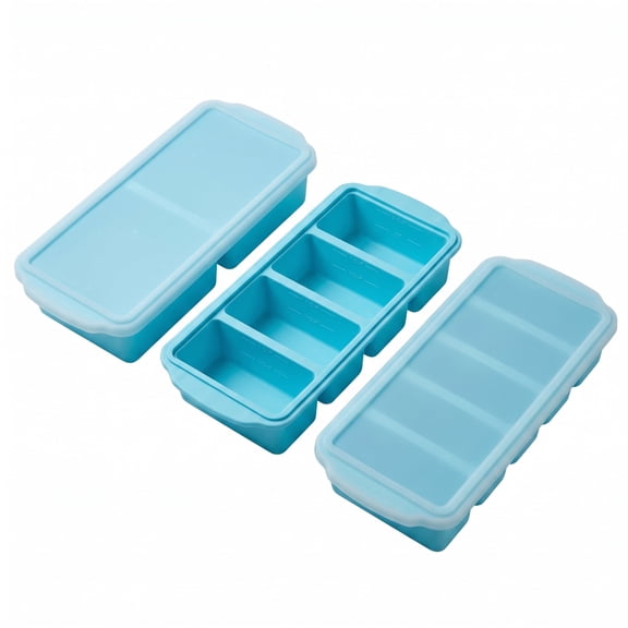 MYMULIKE 3 Pack Silicone Freezer Tray, Food Grade Multi-Purpose Freezer Molds, Reusable Easy Release Kitchen Trays for Meal Prep, Soup & Leftover Portion Storage