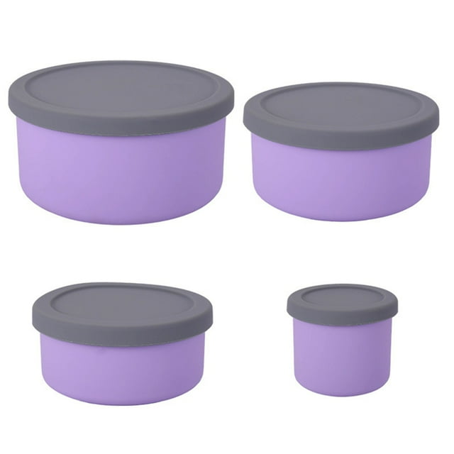 Silicone Food Storage Containers with Lids Leak Proof Space Saving Reusable Meal Prep Airtight Containers for Kitchen A