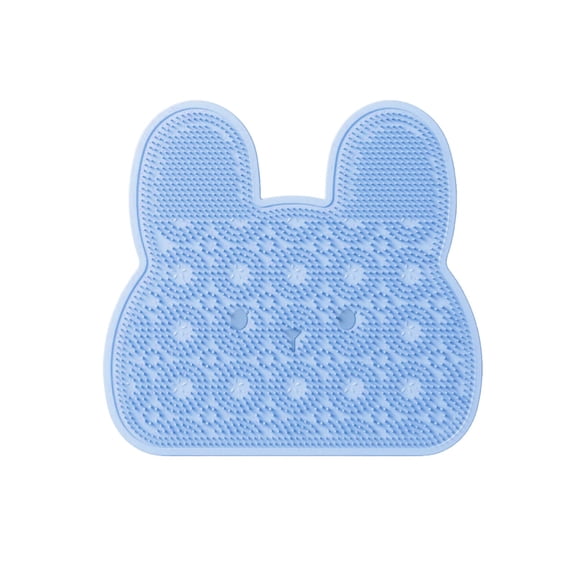 Silicone Foot Scrubber Mat, Antiskid Shower Massage Pad for Deep Cleaning & Exfoliation, Gray TPR, 12.8" x 12" (Light Blue)
