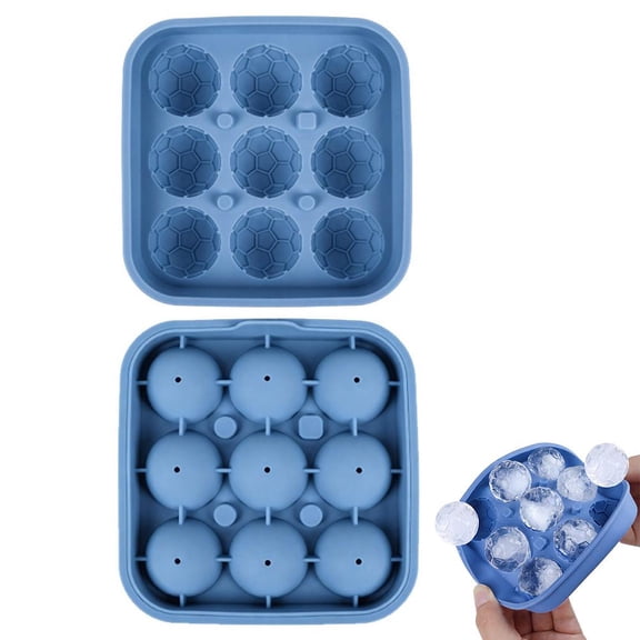 Silicone Football Ice Ball Mold, Round Sphere Ice Cube Tray, Sports Shaped Ice Maker for Drinks Bar Kitchen
