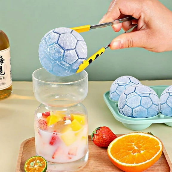 Silicone Football Ice Puck Molds - 4 Jumbo Whiskey Ice Cubes Tray, Leakproof & Spill-Free, Slow Melting for Cocktails, Bourbon, Vodka, Easy Release & Fill, Multipurpose for Coffee, Tea, Juice