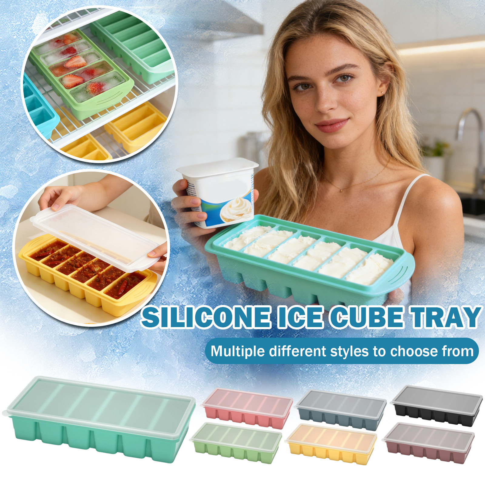 Silicone Freezer Mold with Lid, Food Grade Non-Stick Storage Mold ...
