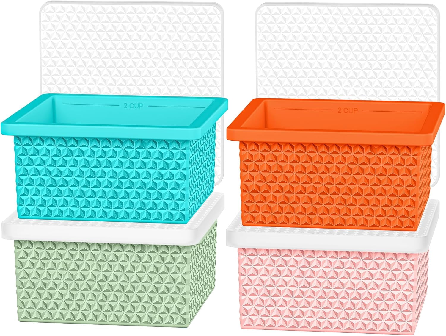 Silicone Freezer Molds for Soup Cube - 2-Cup Storage Container Tray ...