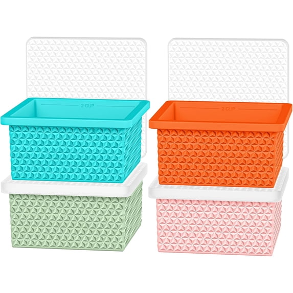 Silicone Freezer Molds for Soup Cube - 2-Cup Storage Container Tray ...