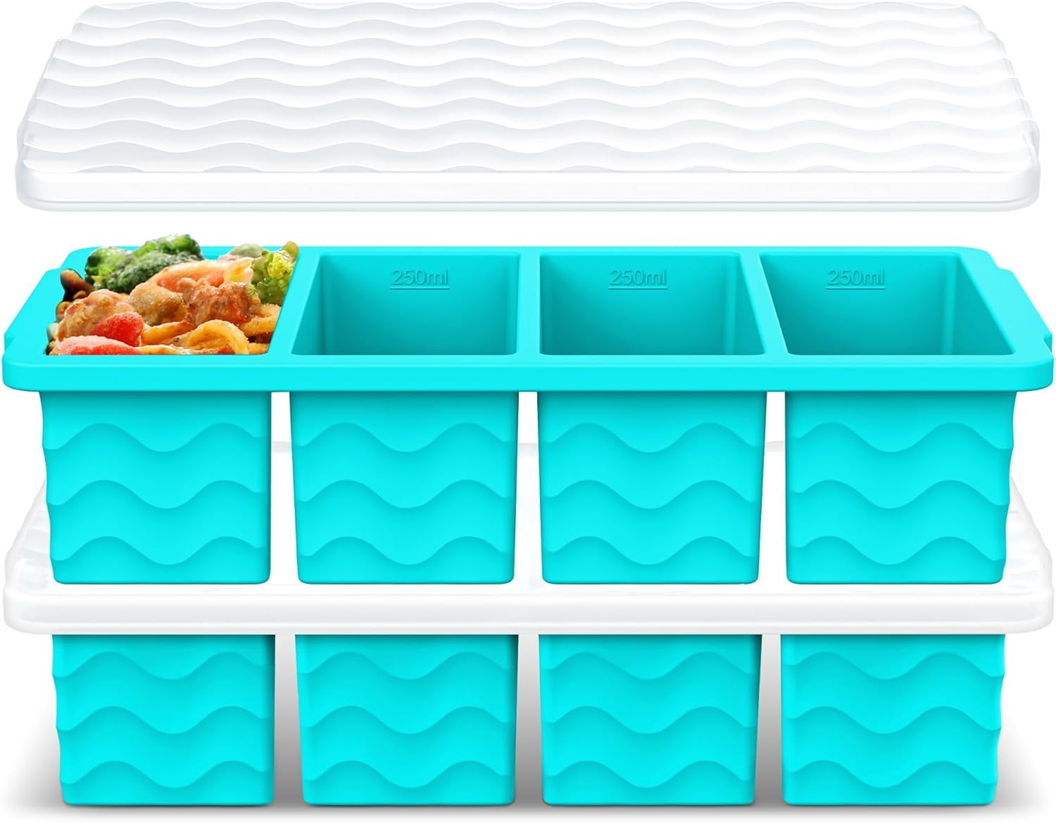 Silicone Freezer Molds for Soup with Lid – 1-Cup Soup Container Style Ice Cube Trays for Freezer, Meal Prep & Food Storage, Freeze 250mL/125mL Portions – 2 Pack
