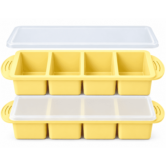 Silicone Freezer Molds for Soup with Lid – 1-Cup Soup Container Style Ice Cube Trays for Freezer, Meal Prep & Food Storage, Freeze 250mL/125mL Portions – 2 Pack