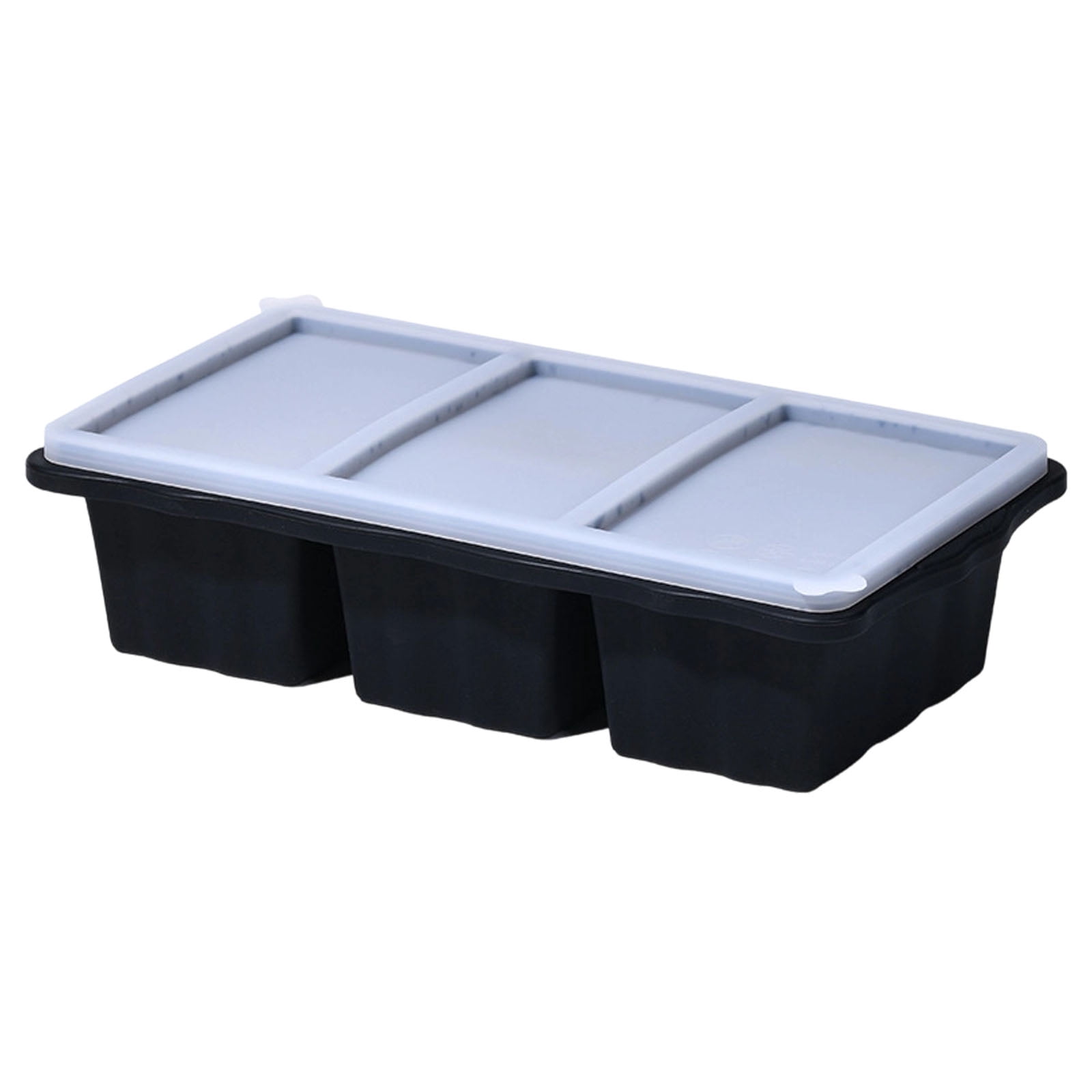 Silicone Freezer Tray with Lid - Soup Freezer Container molds - Ice Cube Tray- Makes 3 Perfect Portions Cubes, 1 Pc Freezer Storage Food Soups & Meal Prep, 10.23x5.51x2.36 Inch, Black