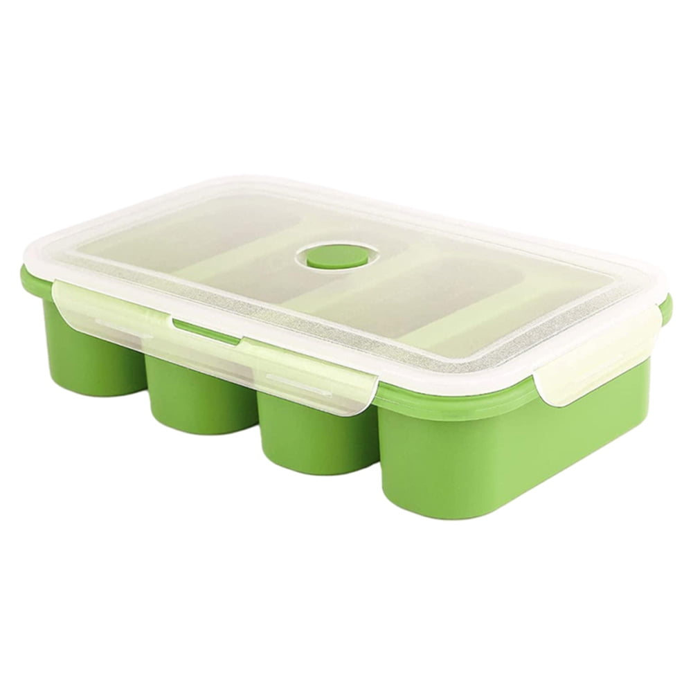 Silicone Freezer Tray Soup 4 Cubes Food Freezing Container Molds With ...