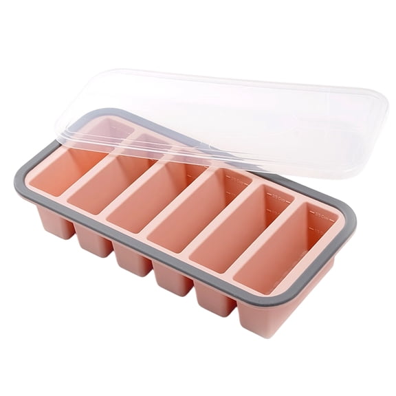 Silicone Freezer Tray with 6 Individual Compartments and Airtight Lid for Food Storage and Meal Preparation