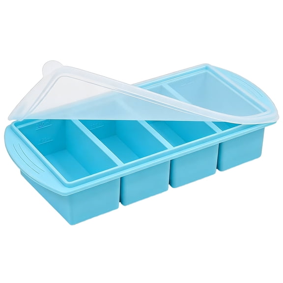 Silicone Freezer Tray with Lid,Large Ice Cube Freezer Molds for Soup, Sauce, Homemade Meal-Blue