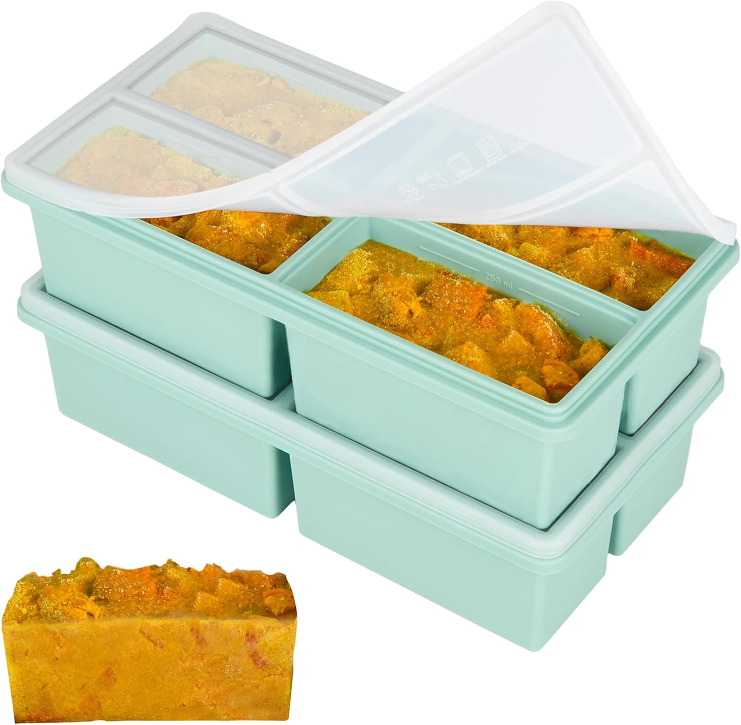 Silicone Freezer Trays with Lids - 1 cup soup freezer container large ...