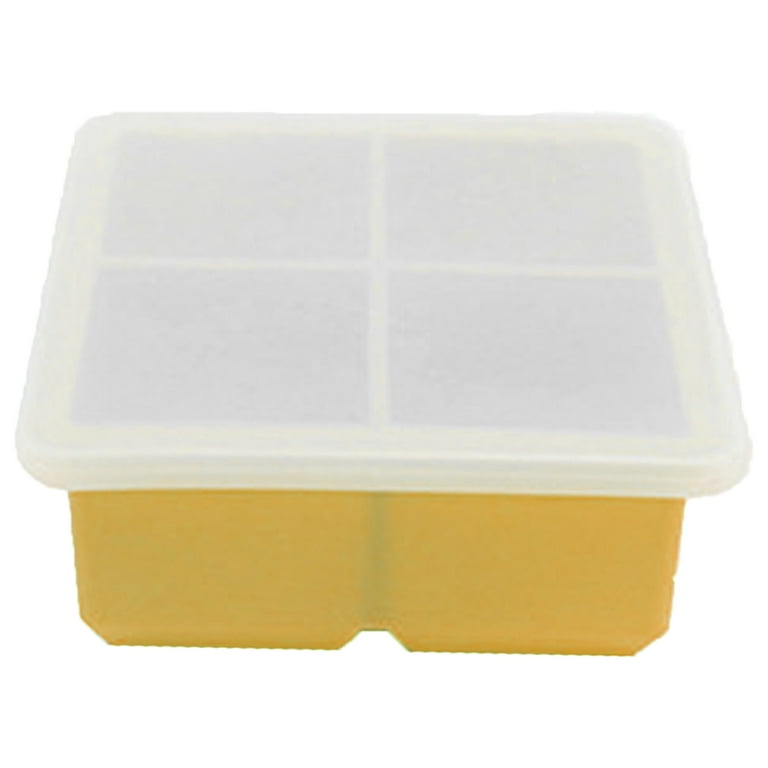 Silicone Freezing Tray with Lid,Soup Cube Tray,Silicone Freezer Container, Freeze & Store Soup, Broth, Sauce - yellow 