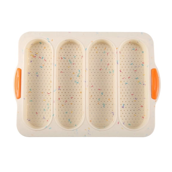 Silicone French Bread Baking Mold 4 Slot Ellipse Shape High Temperature Resistant Non Stick Reusable for Oven Microwave