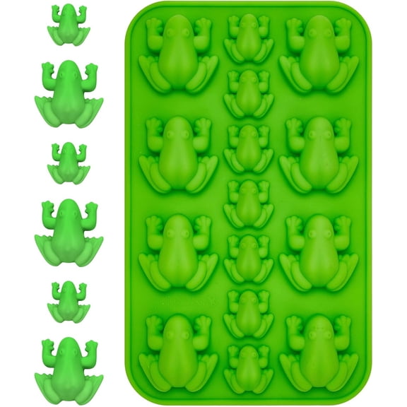 Silicone Frog Chocolate Mold Candy Molds Passover Jelly Ice Tray in Fun 10 Plagues Frog Shape for Birthday, Wizard Party, Cake Decoration Pesach Seder Halloween Kitchen(Green)