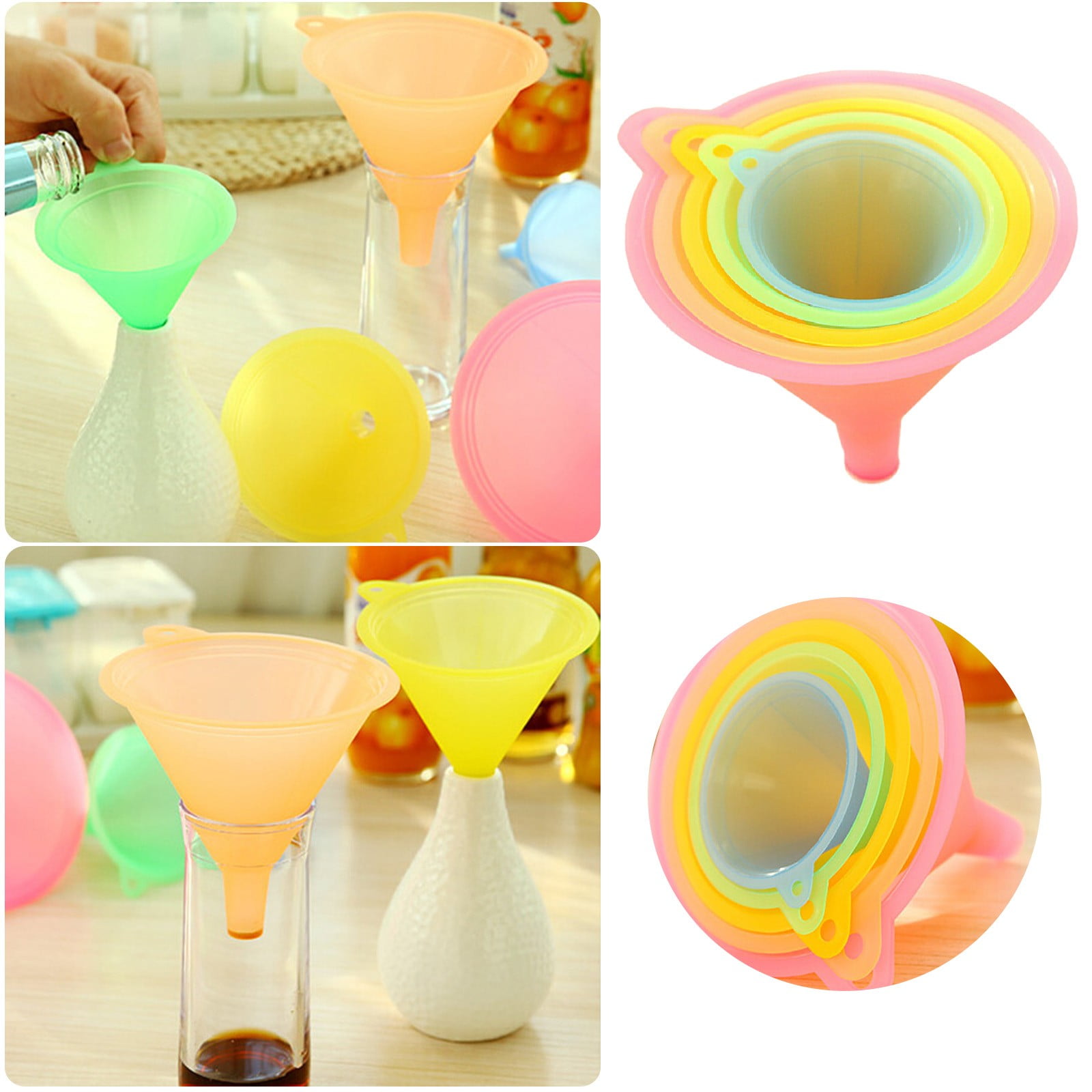 Silicone Funnels Large Funnel with Strainer Small Barrel Container Wide