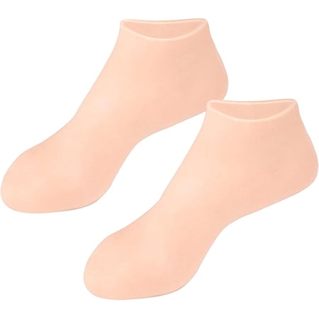 Silicone Gel Moisturizing Socks Anti Cracking SPA Home Use Reusable to Plantar Fasciitis, Skin Color S