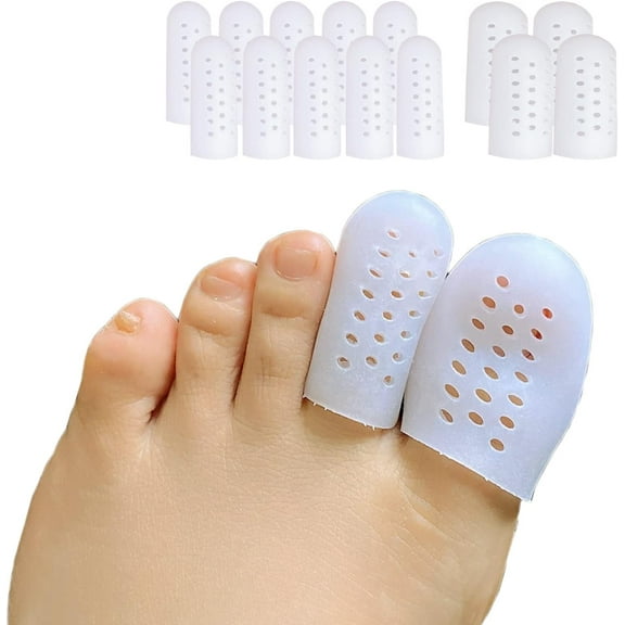 Silicone Gel Toe Protectors Breathable Toe Caps 14 PCS for Women&Men, BigToe Sleeves Covers for Blisters, Corns, Hammer Toe, Missing or Ingrown Toenails, Toe Cushions for Foot Pain Relief