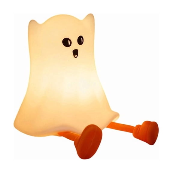 Silicone Ghost Night Light with Two Lighting Modes, 30 - Minute Auto Timer, Rechargeable Nightstand Lamp, Halloween Decor and Nursery Sleep Aid,Yellow