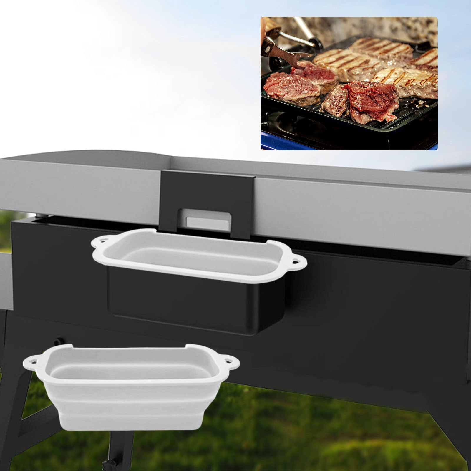 Silicone Grease Cup Liners Pan Liners With Handle Reusable Foldable Griddle Grease Catcher