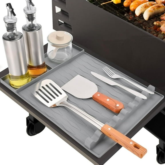 Silicone Griddle Mat for Blackstone, ANUNU Griddle Accessories Side Shelf Mat Grill Pad for Outdoor Grill Kitchen Counter Spatula Silicone Mat（grey））