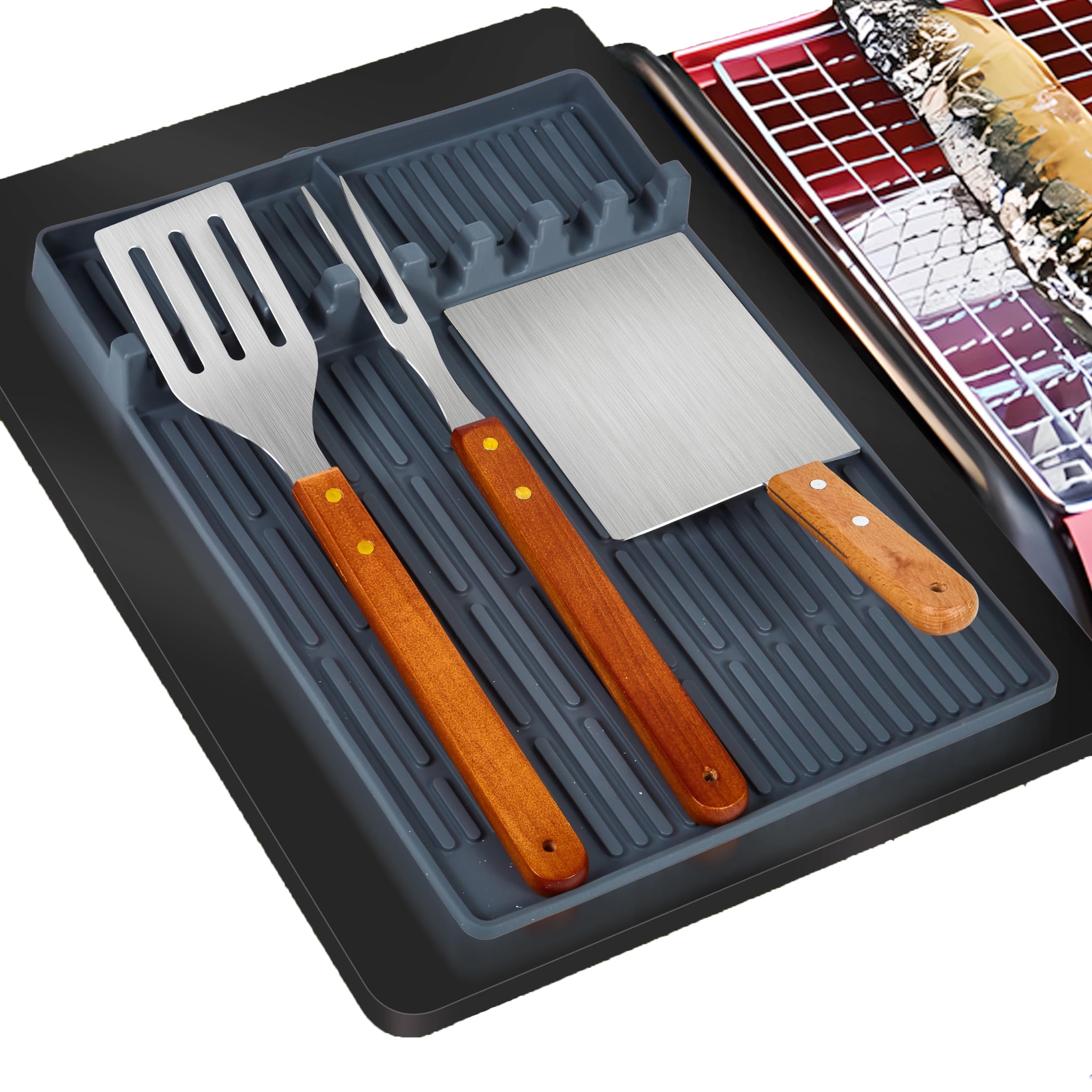 HBK Silicone Griddle Tools Mat Blackstone Accessory Mat, Grill Utensil